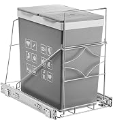 Youeon Pull Out Trash Can Under Cabinet, Adjustable Stainless Steel Under Sink Trash Can Pull Out...