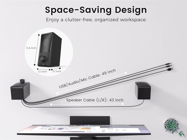USB Powered Computer Speakers for Desktop Monitor