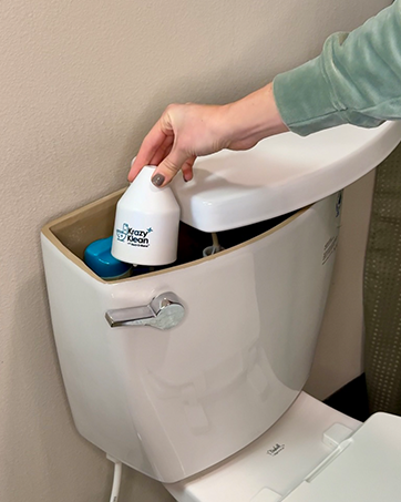 Place inside the toilet tank