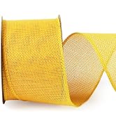 LaRibbons Burlap Ribbon Wired, 2.5 Inch x 12 Yards Yellow Burlap Fabric Ribbon for Spring Easter ...