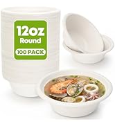 W&amp;Y 12 oz Paper Bowls, 100-Count Disposable Compostable Bowls, Microwave Safe &amp; Heavy Duty, Biode...