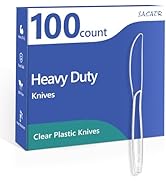 SACATR 100 Count Heavy Duty Plastic Knives Disposable, BPA-Free Clear Plastic Knives,Suitable for...