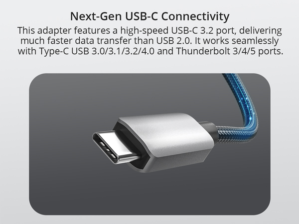Adapter&amp;#39;s USB 3.2 Type C Port Works with USB 3.0 3.1 3.2 4.0 and Thunderbolt 3 4 5