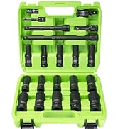 SUNHZ MCKP 21PCS 1/2" Drive Deep Impact Socket Set Made of Cr-MO, Metric Socket Set (10mm - 24mm)...