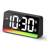 ALANAS Large Digital Alarm Clock for Bedrooms, 7" Big Display with Color Changing Night Light, Du...