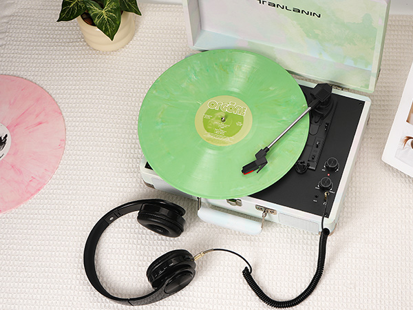 33 45 78 RPM LP Player Support RCA/AUX/Headphone Jack, Blue