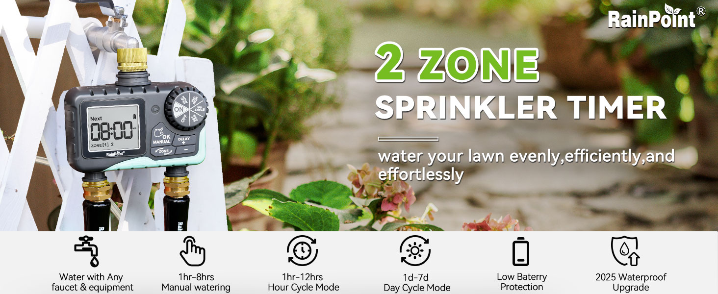 2 zone sprinkler timer