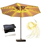 ZNYCYE Solar Umbrella Lights, 8 Strands Patio Umbrella Lights Outdoor with 8 Modes 3V Solar Panel...