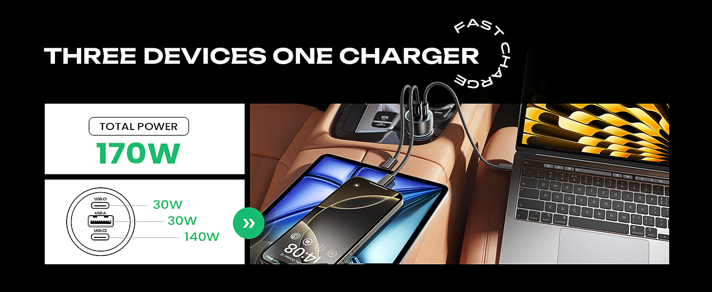 iphone 16 15 pro max plus car charger adapter usb c car charger fast charging laptop macbook anker