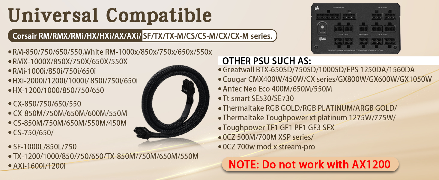 8 Pin PCIe Cable for Corsair