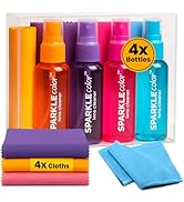 OPTIPAK Sparkle Color Lens Cleaner Spray Kit with Vinyl Flip-Top Pouch – (4) 1oz Glasses Cleaner ...