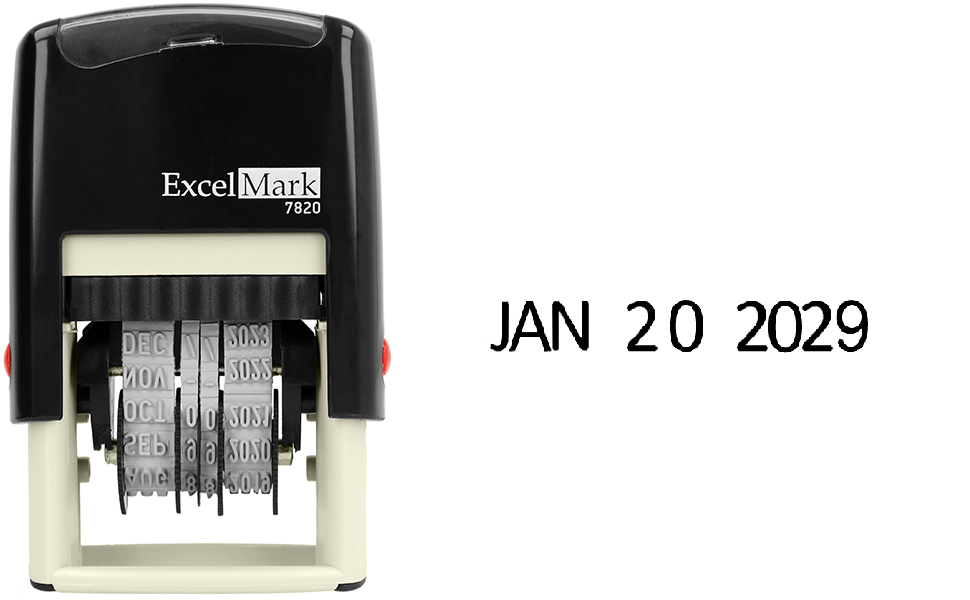  ExcelMark 7820 Self-Inking Rubber Date Stamp - Black Ink