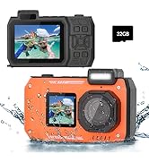 4K Underwater Camera 33 FT Waterproof Camera with Dual Screens Selfie Digital Camera Built-in 250...