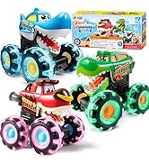 JOYIN 3 Pack Monster Truck Toy - Motion Activated Light Up Cars for Toddlers - Monster Glow Rover...