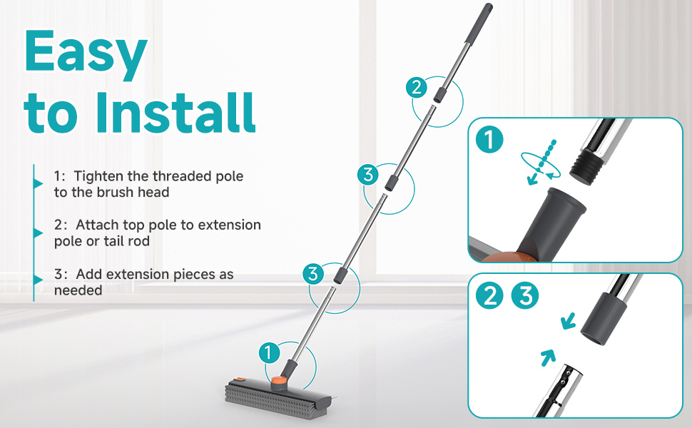 easy to assemble and use cleaning brush for tile hardwood concrete floor