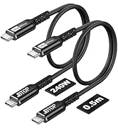 JBTOP 240W Fast Charging USB C Cable(1.5FT, 2packs) Type c to c Cable Support PD3.1, QC 4.0, FCP,...