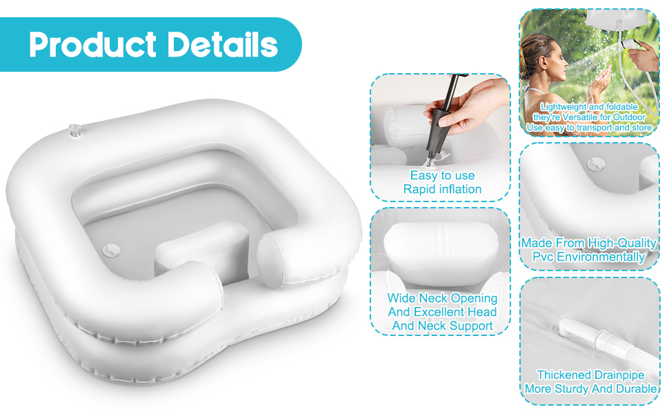 Inflatable Shampoo Basin for Bedside
