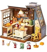 Rolife DIY Dollhouse Miniature House Kit 1:18 Scale Baking Kictchen with Pitched Roof Window, Dio...