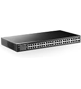 MokerLink 48 Port Gigabit Ethernet Switch with 2 SFP Port, Dual Power Supply, Fanless Metal Rackm...