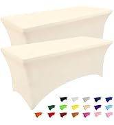 Smiry 2 Pack Spandex Table Cloth 6FT, Elastic Fitted Stretch Tablecloths for Rectangle Tables, Wa...
