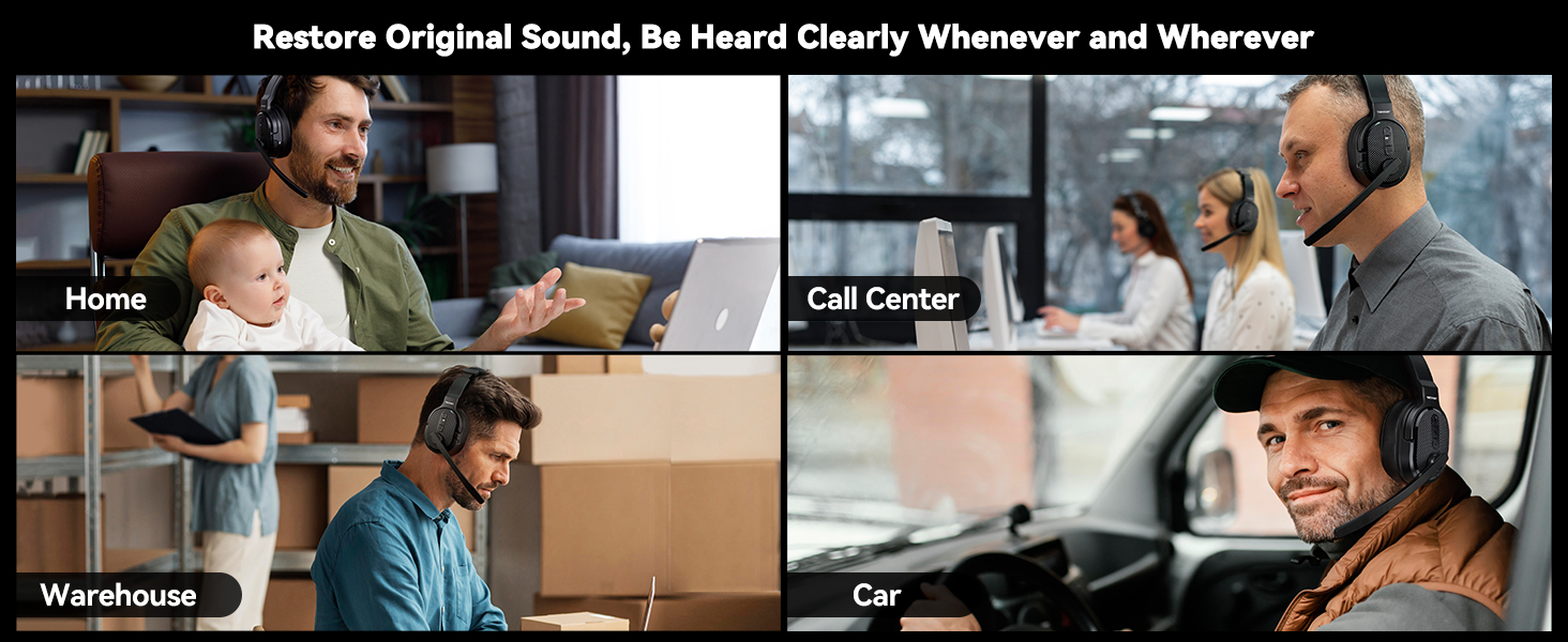 wireless headset with microphone for pc