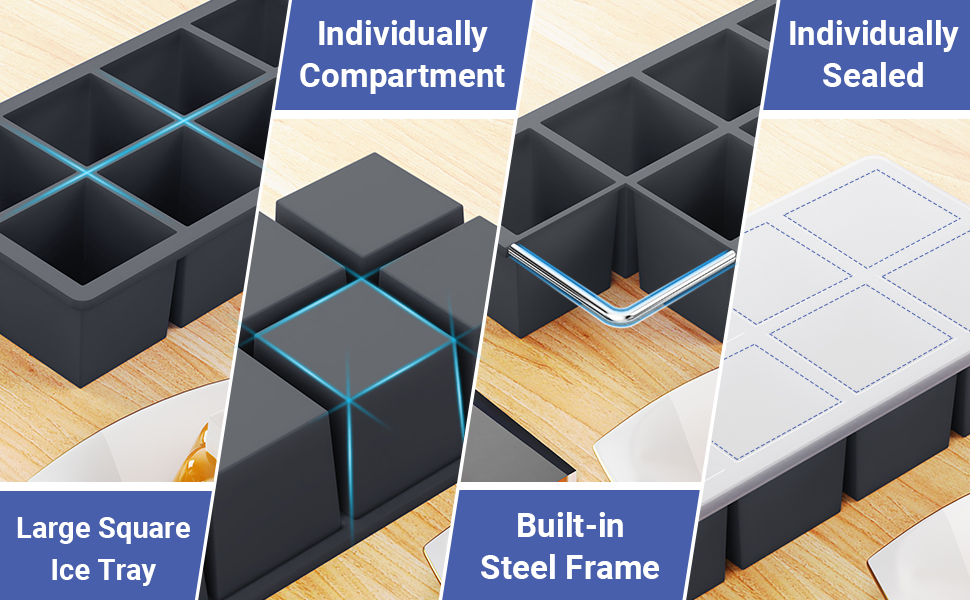 silicone ice cube tray large square