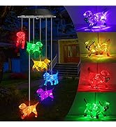 Toodour Solar Wind Chime, Color Changing Wind Chimes Dog, LED Decorative Mobile, Gifts for Mom Gr...