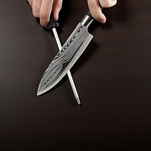 Saves counter space! Built-in hook for compact kitchens. Commercial durability for home use