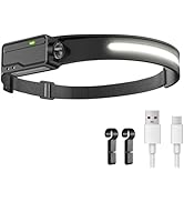 Fieldspark LED Headlamp Rechargeable Waterproof, Motion Sensor Hardhat Headlamp with Clips, 230°W...