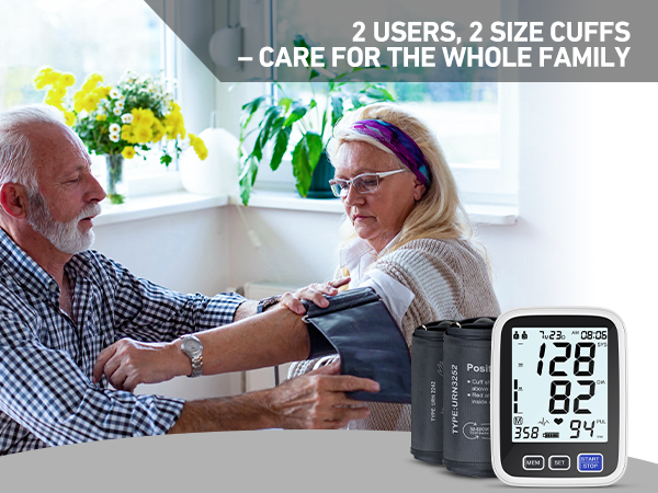 AQESO Blood Pressure Monitor, 2 Users 2 Size Cuffs