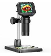 Aikokkl Digital Microscope 2.4 Inch - Up to 1000X Magnification, Rechargeable Screen, 8-LED Ring ...