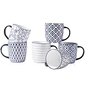 Cerkik Ceramic Coffee Mugs Set - 12 OZ Large Porcelain Tea Cups with Handle for Cappuccino Latte ...
