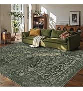 Rugxara 8x10 Area Rugs for Living Room Bedroom, Large Washable Rug, Green Vintage Floral Boho Rug...