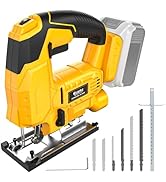 Ecarke Jig Saw Compatible With Dewalt 20V Battery, Cordless Jigsaw Tool Brushless Motor With 6 Va...