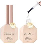 MelodySusie 9 in 1 No TPO Gel Nail Glue for False Nail Tips 2Pcs 15ml, Long Lasting UV Light Requ...