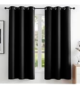 Deconovo Blackout Curtains for Bedroom, 2 Panels, 42W x 63L, Black | Black Out Curtains, Thermal ...