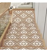 YDKGL 15PC Stair Treads Non-Slip Washable Peel and Stick Stair Treads for Wooden Steps Indoor Reu...