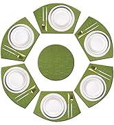 pigchcy Wedge Shaped Placemats Set of 6 with Centerpiece Round Mats Washable Kitchen Placemats He...