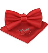 URAQT Men's Bow Tie, Classic Solid Color Pre-Tied Bow Tie for Men Satin Tux Bowtie Set Adjustable...