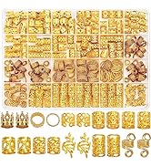 Lucomb 220 Pcs Gold Hair Jewelry for Braids, Loc Jewelry for Hair Dreadlock, Hair Charms for Wome...