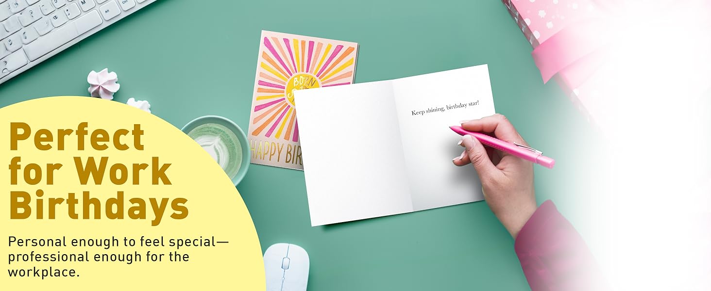 coworker birthday card on office desk during work celebration