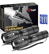 Voph Flashlight 2 Pack, 5 Modes 2000 Lumen Tactical LED Flash Light, High Lumens Bright Waterproo...