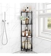 ELYKEN Corner Shower Caddy Standing, 4 Tier Rustproof Metal Shower Organizer with Soap Holder, Fl...