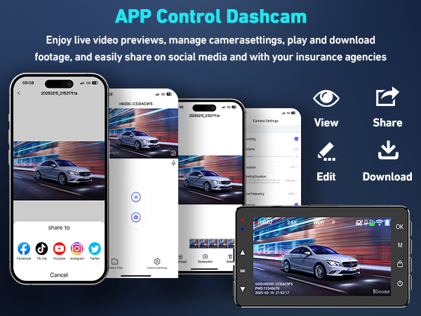 car camera - dash cam front and rear