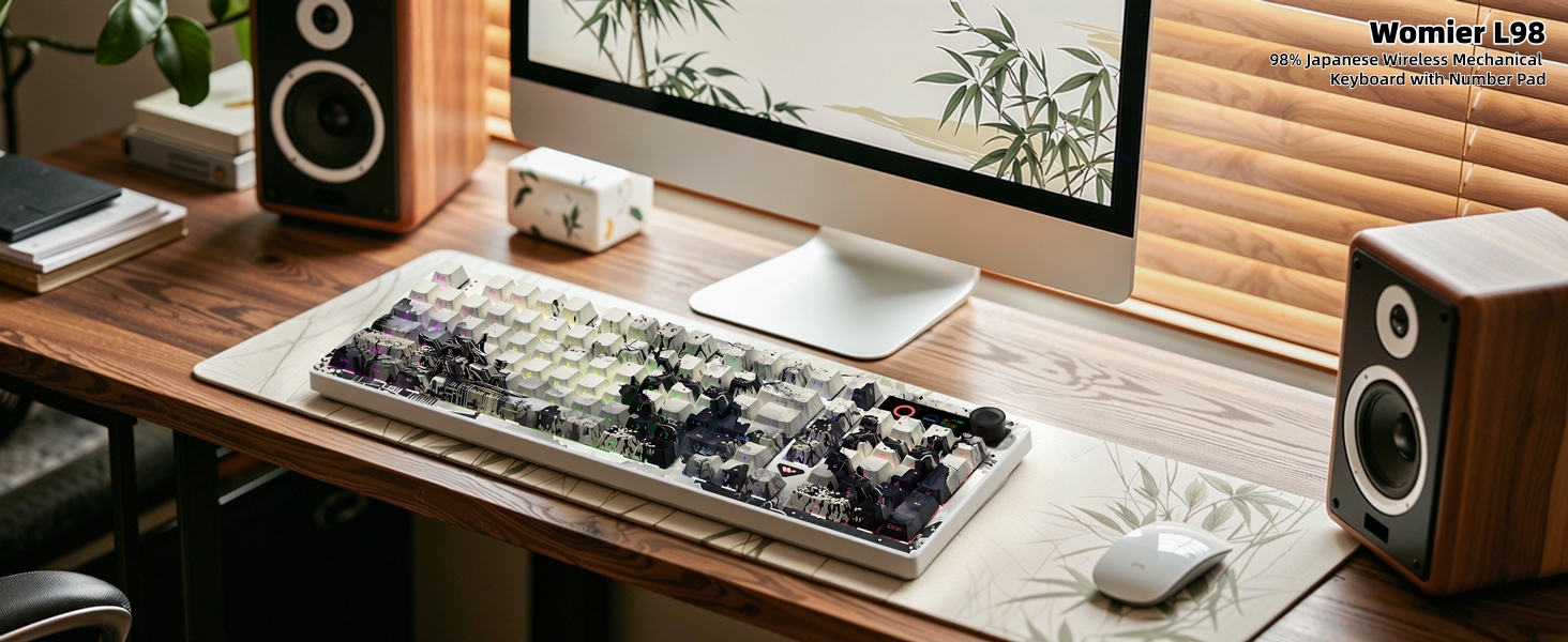 Womier L98 Retro Wireless Mechanical Creamy Keyboard with TFT Screen&amp;amp;Knob
