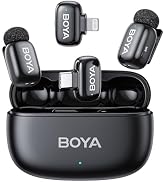 BOYA mini 2 Wireless Microphone for iPhone &amp; Android, AI Noise Cancellation,App Control, 48k Hz/2...