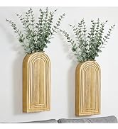 HOMEBROS Wooden Vase wall Mount, Natural, 2 Pcs