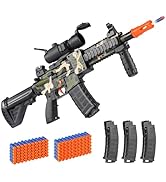 Realistic Toy Foam Blaster Gun - Electric Sniper Rifle with Scope 120 Soft Bullets 3 Magazines, A...