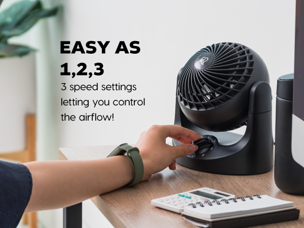 WOOZOO desk fan, mini table fan, portable, back to school, dorm, college