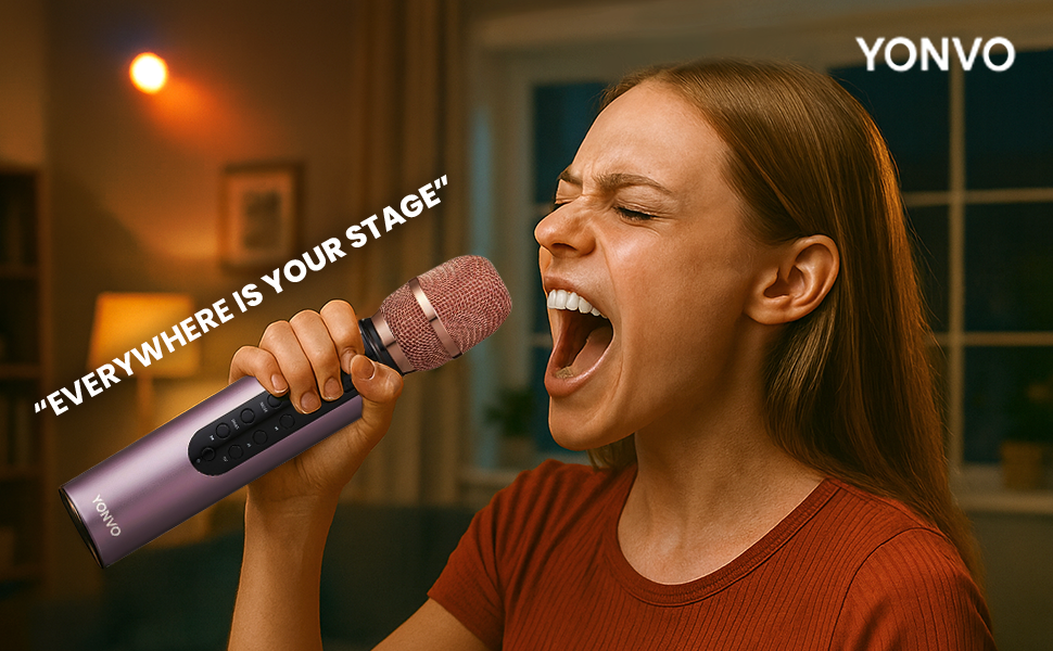 YONVO Mic lets you create magical moments anywhere, turning indoors or outdoors into your stage
